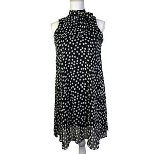 Calvin Klein Polka Dot Dress Bow Neck Sleeveless Party‎ Career Size 2